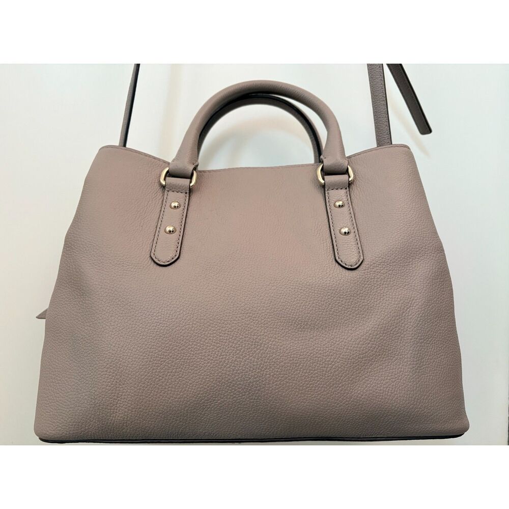 Authentic Kate Spade Larchmont Avenue Evangelie Nude Gray Handbag Satchel Cross - Picture 6 of 15